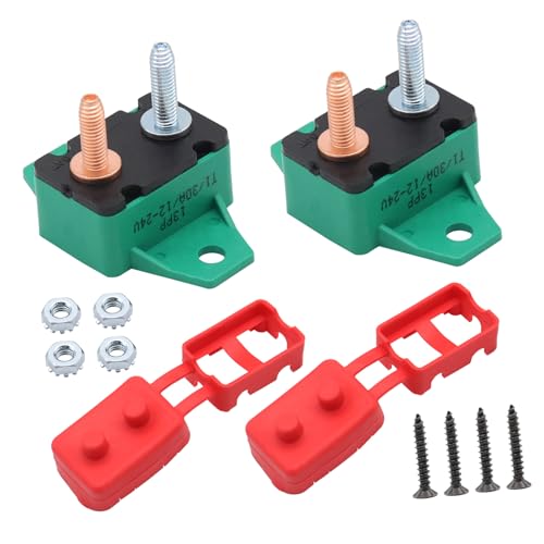 30AMP Automatic Reset Circuit Breakers Überströme Protectors Plastikkofferabdeckungen 12 V/24 V Systeme 2 Einheit Paket Rotschantel Auto Reset Breaker von Wdbild