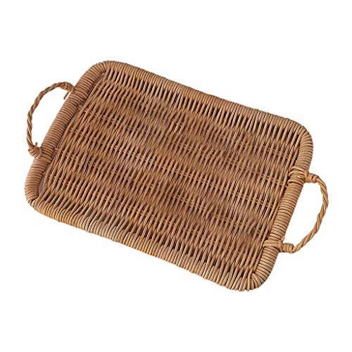Bauernhaus Gewebt Rattan Fruchtkorb Brot Servierschale Mit Griffen Dekorative Runde Rechteckige Display Organisator von Wdbild
