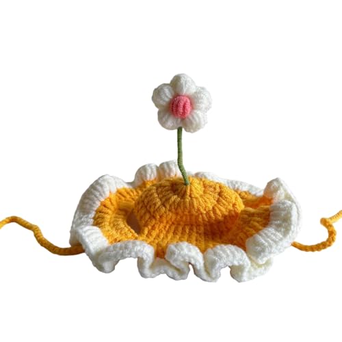 Wdbild Dekorative Haustierhuthunde Katzen Kopfbedeckung Geburtstag Kostüm Gehäkelte Gestrickte Blumenhund Weihnachtshut Süßes Haustier Mode von Wdbild