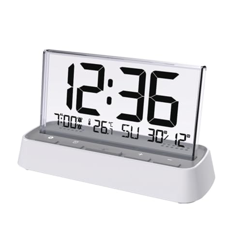 Digitale Uhr Mit Innentemperatur Luftfeuchtigkeit Überwachung Großer LCD Displaykalender Alarm Nachtlicht Für Home Office Digitale Wecker Für Schlafzimmer von Wdbild