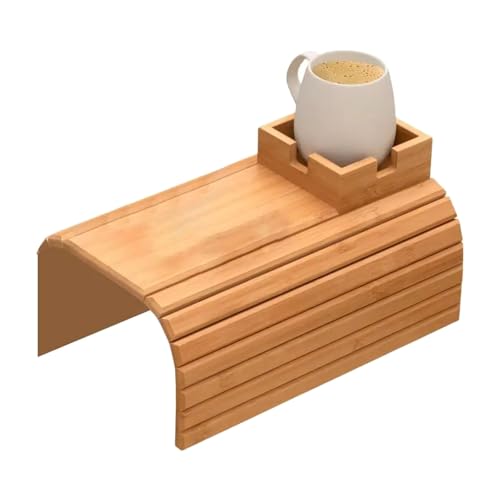 Faltbare Bambus Couch Armschale Mit Abnehmbaren Tassenhaltern 2 In 1 Design Antislip Front Für Snacks Getränke Fernbedienung von Wdbild