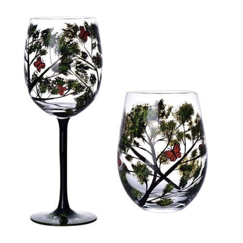 Kristallglas Bemalte Becher Kreativer Handbemalte Vier Jahreszeiten Glas Becher Weingläser Trinkgläser Cocktail Tasse von Wdbild