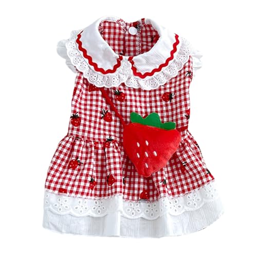 Wdbild Mode Erdbeer Haustierkleid Charme Kleider Bequeme Kleidung Für Verschiedene Anlässe Weicher Baumwollmischhundkleid von Wdbild