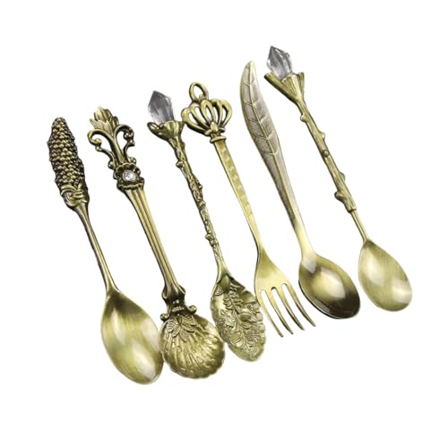 Packung Von 6 Eleganten Vintage Dessert Kaffeelöffel Kristall Zink Legierung Legierung Mit Rührenden Utensilien Für Häusliche Tees Partys Elegantes Geschirr Für Moderne Küchen von Wdbild