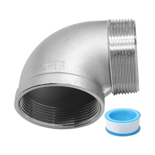 Schwere Duty 2 Zoll Männlich Bis Weiblich 90 Grad Ellbogengussrohr Rohranpassung Mit Gewindedichtung Klebeband Für Sanitärsysteme Verwenden Hochdruck Edelstahl Metallrohr Ellbogenanpassung von Wdbild