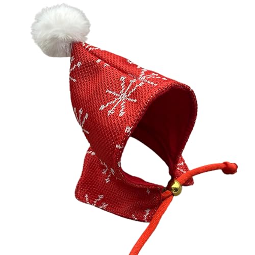 Wdbild Süße Katzen Weihnachtshaube Mit Verstellbarem Kinn Seil Speichel Handtuch Haustier Puppy Kätzchen Kapuze Schneeflockendruck Schal von Wdbild