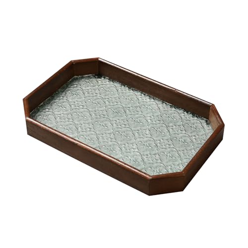 Vintage Hölzerne Geprägte Glas Servierschale Couchtisch Rechteck Dekorative Platten Kerzenhalter Tablett Wohnkapital Dekorationen von Wdbild