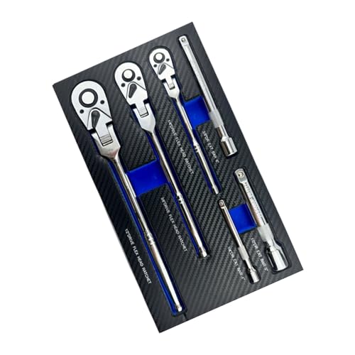 6 Teilige Reversible Ratschenschlüssel Set Flexible Kopfdesign Beinhaltet 3 Verlängerungsstangenreparaturwerkzeug Für Enge Raum Reparaturwerkzeuge Für Gebietsbereich von Wdbild