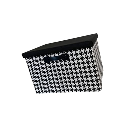 Wdbild Faltbarer Speicherbehälter Mit Deckungshundtooth Muster Fabric Organisatoren Für Elemente Office Supplies Travel Accessoire Stoffspeicherbehälter von Wdbild