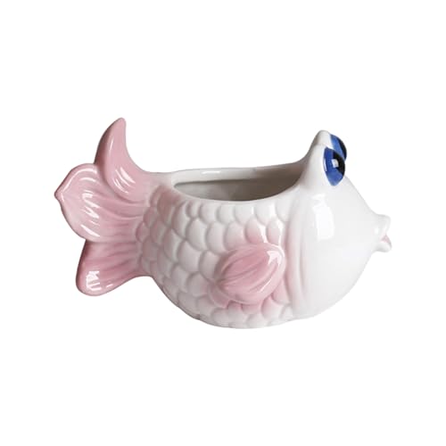 Wdbild Keramik Fleischy Pflanzenbehälter Fisch Form Cartoon Pflanze Kaktusse Pflanzer Home Schreibtisch Gartenzubehör von Wdbild