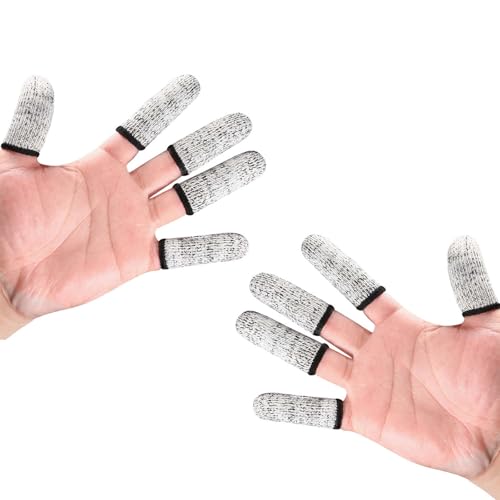 Premium Anti Schnitt Finger Protektoren 10pcs Nonslip Sleeves Heavy Duty HPPE Für Holzschnitzglas Handhabung Workshop Cut Proof Gartenhandschuhe von Wdbild