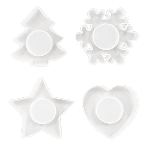 Wdbild Silikonform Kerzenhalter, 3D Leuchter Silikon Form Weihnachten Baum Schneeflocke Herz Stern Kerze Ständer Formen Kerzenhalter Dekoration Form von Wdbild