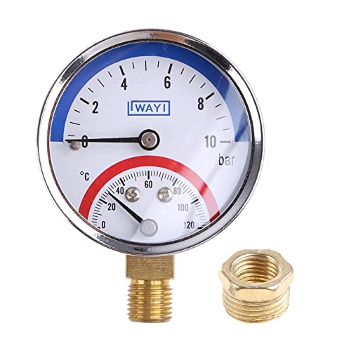 Zuverlässige Mechanische Druckmessgerät Mit Zwei Skala Mit Temperaturmonitor Niedrigerer Montiermontage Für Temperatur Des Bodenheizungssystems Für Kessel Geeignet. Zuverlässige Mechanische Druckmessgerät Mit Zwei Skala Mit Temperaturmonitor Niedrigerer Montiermontage Für Temperatur Des Bodenheizungssystems Für Kessel Geeignet. von Wdbild