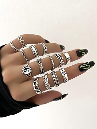 Wdhybwcx 14Pcs Gothic Silver Color Tai Chi Rings for Women Boho Punk Star Couple Vintage Set Fashion Jewelry-14Pcs Wdhybwcx 14Pcs Gothic Silver Color Tai Chi Rings for Women Boho Punk Star Couple Vintage Set Fashion Jewelry-14Pcs von Wdhybwcx