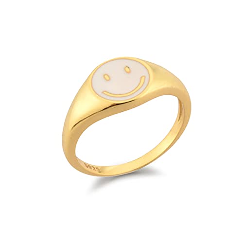 Wdhybwcx 925 Sterling Silber Gold Lächeln Emaille Dicke Ringgröße Luxus Frühling Feiner Schmuck Weiß Schwarz Rosa Smiley Frauen Geschenk-8,Weiß Wdhybwcx 925 Sterling Silber Gold Lächeln Emaille Dicke Ringgröße Luxus Frühling Feiner Schmuck Weiß Schwarz Rosa Smiley Frauen Geschenk-8,Weiß von Wdhybwcx