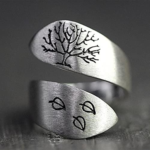 Wdhybwcx Einfache Männer Frauen Screwy Ring Silberfarbe Baum und Blätter Gebürsteter Ehering Damen Punk Party Schmuck Kreativer Öffnungsring-Größenveränderbar,Silber Wdhybwcx Einfache Männer Frauen Screwy Ring Silberfarbe Baum und Blätter Gebürsteter Ehering Damen Punk Party Schmuck Kreativer Öffnungsring-Größenveränderbar,Silber von Wdhybwcx