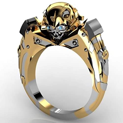 Wdhybwcx Hip Hop Rock Gold Skull Head Fingerringe für Männer Gothic Heavy Metal Style Robot Skeleton Motorrad Biker Ring Band Jewelry-9,AJZ2227XS Wdhybwcx Hip Hop Rock Gold Skull Head Fingerringe für Männer Gothic Heavy Metal Style Robot Skeleton Motorrad Biker Ring Band Jewelry-9,AJZ2227XS von Wdhybwcx
