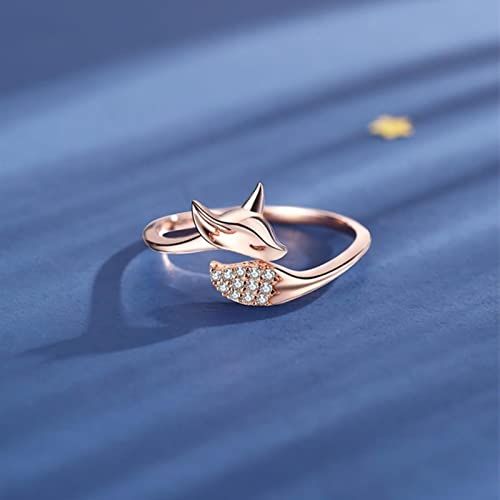 Wdhybwcx Schöne Rose Golden Fuchs Ring Tier Mikro Kristall Geschenk für Frauen Gothic Verlobung Boho Vintage Ringe-8,Gold Wdhybwcx Schöne Rose Golden Fuchs Ring Tier Mikro Kristall Geschenk für Frauen Gothic Verlobung Boho Vintage Ringe-8,Gold von Wdhybwcx