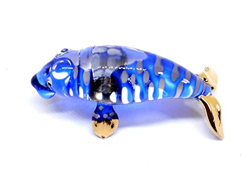 Handgefertigte Mini-Figuren, 5,7 cm, blaue Seekuh, geblasenes Glas, Miniatur-Stofftiere, Sammelfiguren, Geschenkideen, kleine Ornamente, coole Sachen Dekor Nr. 1 von We Are Handmade Figurine Art Glass Blown
