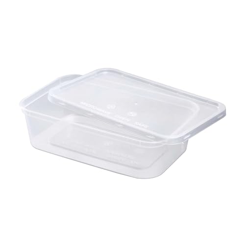 We Can Source It Ltd - Transparentes Plastik Qualität Behälter Rechteckig Tuben mit Deckel Mikrowelle Lebensmittelecht Imbiss - 500ml von We Can Source It Ltd