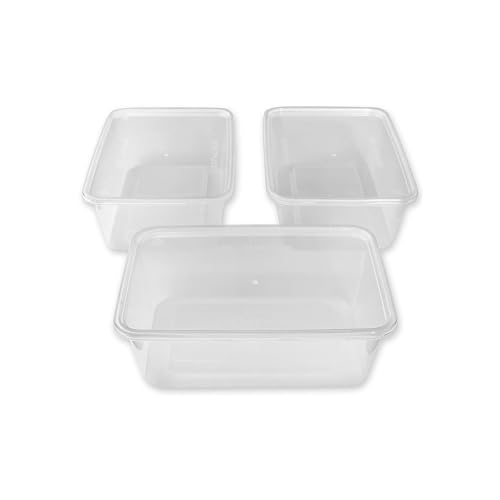 We Can Source It Ltd - Transparentes Plastik Qualität Behälter Rechteckig Tuben mit Deckel Mikrowelle Lebensmittelecht Imbiss - Durchsichtig, 650ml von We Can Source It Ltd