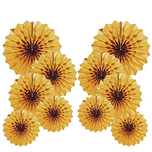 Golden 40.6CM(16in) und 30.4CM(12in) Hängende Papier Fächer Dekoration, Party Dekoration Kit 8er Set von We Moment Zone