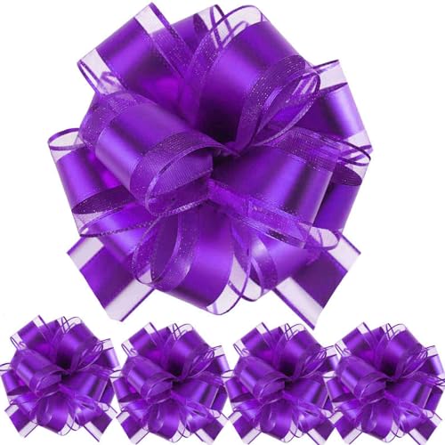Geschenk Schleife, 5 Stück Große Schleife Riesen Schleife Geschenk. Große Pull Bow für Auto Dekor Hochzeit New Houses Party Feier Geschenkschleife Tüten-Violett von We Moment Zone
