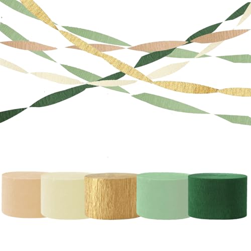 Kreppbänder Grün Gold Khaki 4.5 cm x 25 m 5 Rollen Krepppapier Party Crepe Streamer Luftschlangen hochzeit Dekorationen,Grün Gold für Boho BrautParty,BabyParty,Bachelorette Kreppbänder Grün Gold Khaki 4.5 cm x 25 m 5 Rollen Krepppapier Party Crepe Streamer Luftschlangen hochzeit Dekorationen,Grün Gold für Boho BrautParty,BabyParty,Bachelorette von We Moment Zone