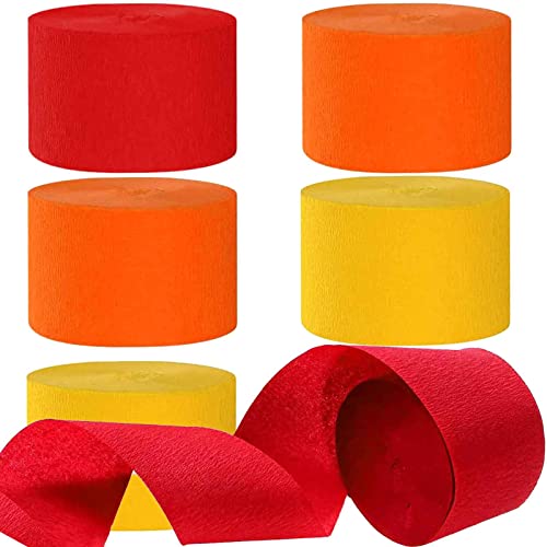 Kreppbänder Rot Orange Gelb 4.5 cm x 25 m 6 Rollen Krepppapier Party Crepe Streamer Luftschlangen Dekorationen Rot Orange Gelb von We Moment Zone