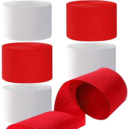 Kreppbänder Weiß Rot 4.5 cm x 25 m 6 Rollen Krepppapier Party Crepe Streamer Luftschlangen Dekorationen Weiß Rot von We Moment Zone
