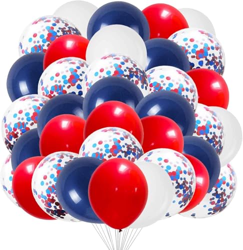 12 Zoll Luftballons Rot blau weiß，Rot blau weiß Party Latex Ballons Konfetti Luftballons für Geburtstag Babyparty Graduierung Hochzeit Verlobung Party Deko，50 Stück von We Moment Zone