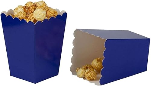 We Moment Zone 24 Stück Popcorn Tüten Marineblau,Popcorn Boxen Klein,Mini Popcorn Behälter,Popcorn Kästen Blau aus Papier für Familienfeier,Geburtstagsfeiert Partys von We Moment Zone