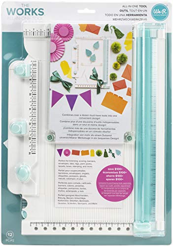 We R Memory Keepers The Works All-In-One Tool, 12-teiliges Werkzeug zum Basteln mit Papier, Scrapbooking, Karten gestalten, Briefumschläge Falten, Stempeln, Schleife Binden und mehr von We R Memory Keepers
