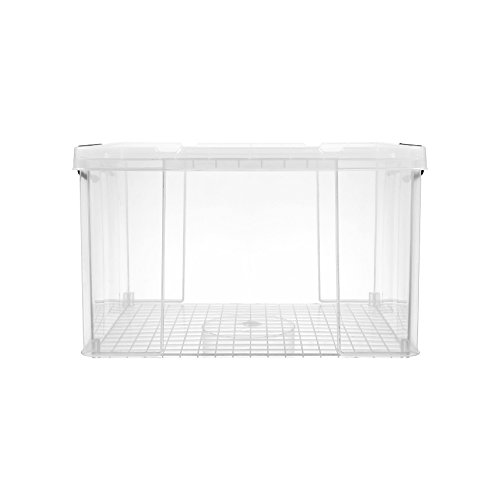 WeAreAwesome Profi Lagerbox Kunststoff transparent extra stabil stapelbar mit Griffen und Verschluss Größe M 40 Liter von WeAreAwesome