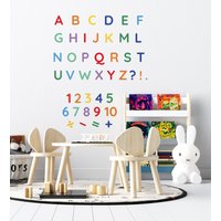 Alphabet Und Zahl Wandaufkleber | Regenbogen Wandtattoo Abc Pvc-Frei, Kein Geruch Wiederverwendbarer Peel & Stick Stoffaufkleber von WeAreBirdieBirdie