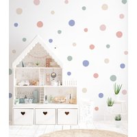 Große Polka Dot Wandaufkleber | Pastell Wandtattoos Spielzimmer Spielzimmer-Wand-Dekor Pvc-Frei, Kein Geruch Repositionierbarer Stoff-Wandsticker von WeAreBirdieBirdie