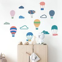 Heißluftballon Wandaufkleber | Wandtattoo Kinderzimmer, Spielzimmer Pvc-Frei, Kein Geruch Wiederverwendbare Abzieh - Und Stick-Stoff-Aufkleber von WeAreBirdieBirdie