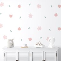 Pastell Rosa Blumen Wandaufkleber | Wandtattoos Für Kinderzimmer, Kinderzimmer & Spielzimmer Pvc-Frei, Kein Geruch Abnehmbare von WeAreBirdieBirdie