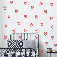 Wandsticker Herz Rot | Handgezeichnetes Wandtattoo Für Kinderzimmer, Spielzimmer Abnehmbarer Stoff Peel & Stick Wandtattoos von WeAreBirdieBirdie