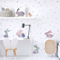 Wandtattoo Hase | Wandsticker Für Kinderzimmer, Spielzimmer Und Kinderzimmer Pvc-Frei, Geruchsneutral Wiederverwendbarer Stoff-Wandaufkleber Zum von WeAreBirdieBirdie