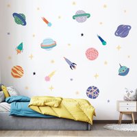 Weltall Wandaufkleber | Weltraum Wandtattoo Für Kinderzimmer, Spielzimmer & Kinderzimmer Pvc-Frei, Kein Geruch Repositionierbarer Stoff Wandsticker von WeAreBirdieBirdie