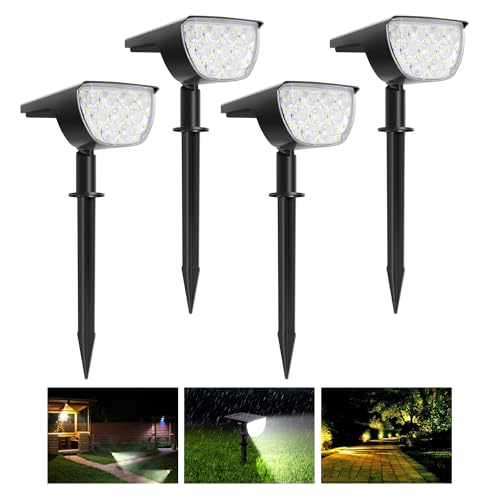 WeBeqer 4er-Set Solarstrahler für Außen, 30 LEDs solarlampen für außen mit 3 Beleuchtungsmodi, IP67 wasserdicht, verstellbare Solarleuchten für Garten, Hof, Weg, Auffahrt, Kaltweiß von WeBeqer