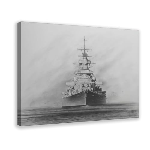 Battleship Bismarck Leinwand-Poster, Wandkunst, Dekordruck, Bild, Gemälde für Wohnzimmer, Schlafzimmer, Dekoration, Rahmenstil, 30 x 45 cm von WeBert