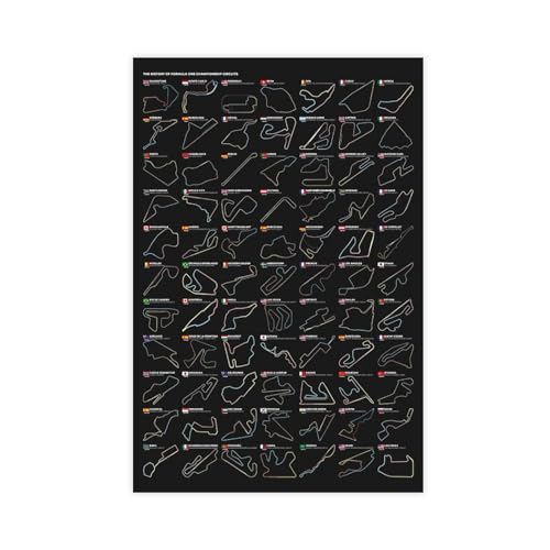 Formel 1 Circuit History Leinwand Poster Wandkunst Dekor Druck Bild Gemälde für Wohnzimmer Schlafzimmer Dekoration ungerahmt 30 x 45 cm von WeBert