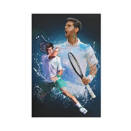 Novak Djokovic 1 Leinwand-Poster, Wandkunst, Dekor, Bild, Gemälde für Wohnzimmer, Schlafzimmer, Dekoration, ungerahmt, 60 x 90 cm von WeBert