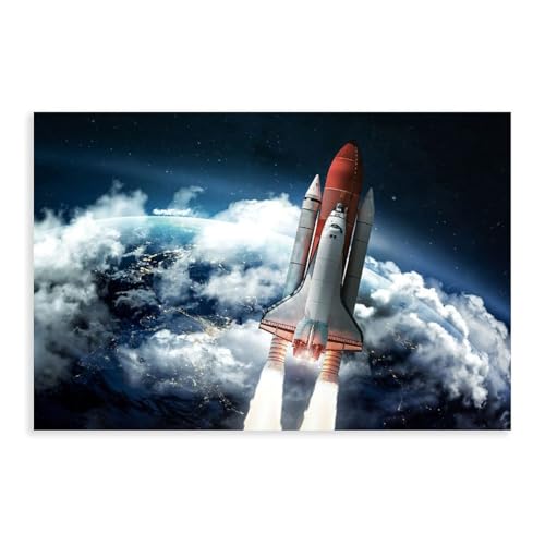 Space Shuttle Orbit Planet Leinwand Poster Wandkunst Dekor Druck Bild Gemälde für Wohnzimmer Schlafzimmer Dekoration ungerahmt 30 x 45 cm von WeBert