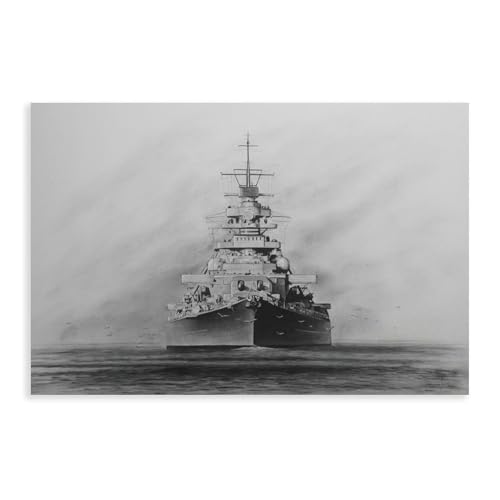 WeBert Battleship Bismarck Leinwandposter Schlafzimmer Dekor Sport Landschaft Büro Zimmer Dekor Geschenk Unrahmen-Stil 50 x 75 cm von WeBert