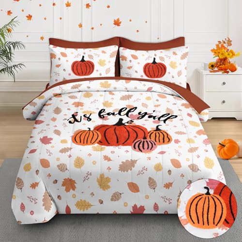 WeCozy Herbst-Bettwäsche-Set in voller Größe – 3D-Stickerei-Kürbis-Bettwäsche-Set, Thanksgiving getuftetes Bettwäsche-Set für Kinder und Erwachsene, 7-teiliges Ahornblätter-Bettwäsche-Set mit 2 WeCozy Herbst-Bettwäsche-Set in voller Größe – 3D-Stickerei-Kürbis-Bettwäsche-Set, Thanksgiving getuftetes Bettwäsche-Set für Kinder und Erwachsene, 7-teiliges Ahornblätter-Bettwäsche-Set mit 2 von WeCozy