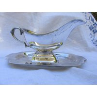 Sauciere Oder Mit Unterplatte in Silberplatte - Vintage Versandkostenfrei von WeDigSilver