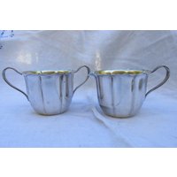 Vintage Silver Plate Milchkännchen Und Zucker Set Mit Gold Wash von WeDigSilver